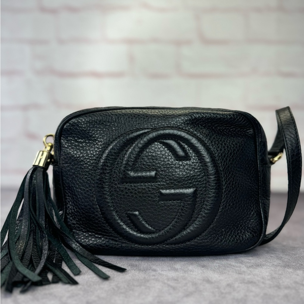Gucci Soho Disco Black Leather Camera Crossbody Bag